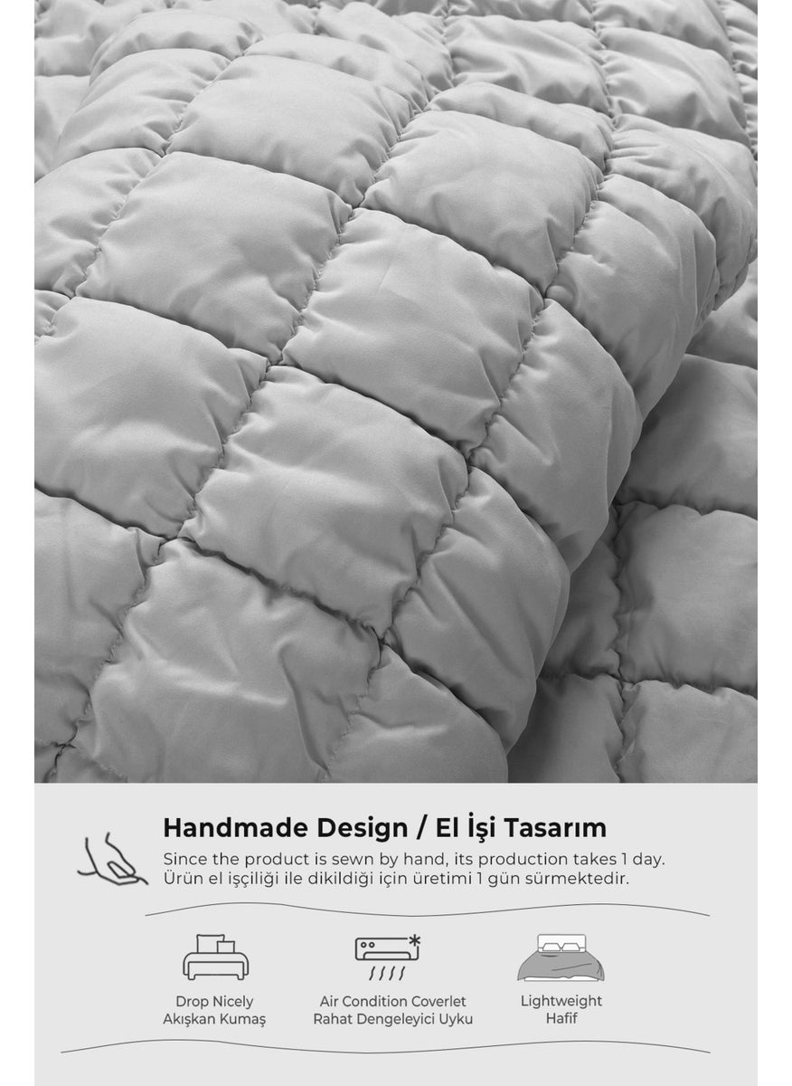 Evlen Home Collection Puff Bedspread Set Double Handmade Casual Plain Cotton Filled Quilt Sleep Set 3 Piece  - Image 2