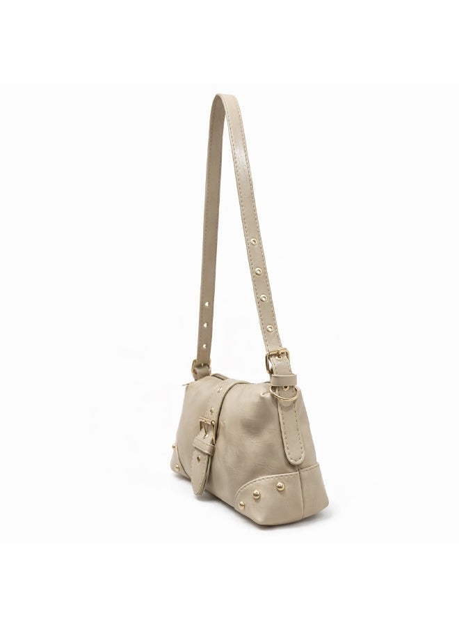 شنطة كتف نسائية صغيرة باللون الكافيه - Image 4