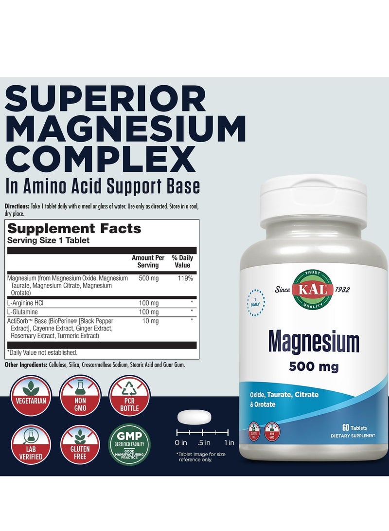 كال المغنيسيوم 500 ملغ، 60 قرصًا لمدة شهرين - Image 2