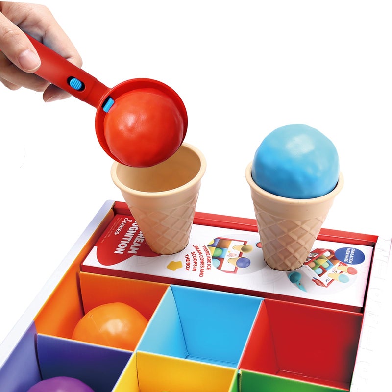 RAINBOW TOYFROG RAINBOW TOYFROG Ice Cream Toy for Children (9 Pieces) - Multi Colour Ice Cream Set Played for Toddlers from 3+ Years Boys and Girls Outdoor Ice Cream Shop Accessories Presenting Play Ice Cream Toy  - Image 2