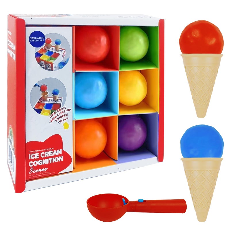 RAINBOW TOYFROG RAINBOW TOYFROG Ice Cream Toy for Children (9 Pieces) - Multi Colour Ice Cream Set Played for Toddlers from 3+ Years Boys and Girls Outdoor Ice Cream Shop Accessories Presenting Play Ice Cream Toy  - Image 1