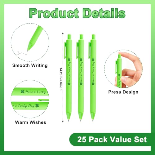 Auch 25 Sets St. Patrick’s Day Gifts Bulk, Employee Appreciation Shamrock Ballpoint Pens with Irish Blessing Tags,Irish Party Favors for Employee Appreciation, Classroom Rewards, Teachers - Image 3