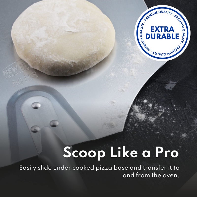 New Star Foodservice 50158 Aluminum Pizza Peel, Wooden Handle, 12 x 14 inch Blade, 26 inch overall - Image 5