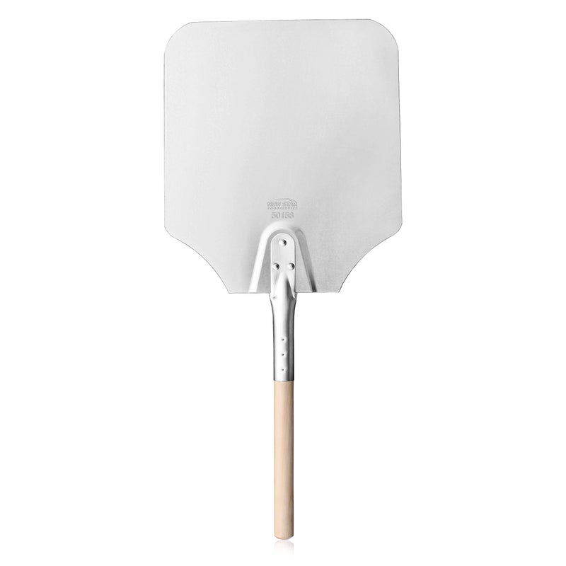 New Star Foodservice 50158 Aluminum Pizza Peel, Wooden Handle, 12 x 14 inch Blade, 26 inch overall - Image 1
