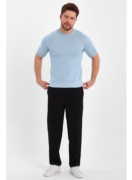 Cool Tarz Cool Style Blue Men's Half Turtleneck Plain Knitwear T-SHIRT-TRZ19129R09S  - Image 4