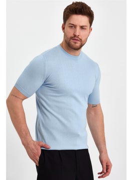 Cool Tarz Cool Style Blue Men's Half Turtleneck Plain Knitwear T-SHIRT-TRZ19129R09S  - Image 2