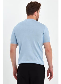 Cool Tarz Cool Style Blue Men's Half Turtleneck Plain Knitwear T-SHIRT-TRZ19129R09S  - Image 5
