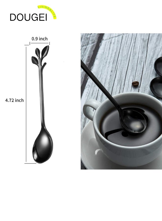 دوغي ملاعق قهوة دوجي ملاعق آيس كريم من الفولاذ المقاوم للصدأ ملاعق صغيرة من أوراق السكر للحلويات حفلات عائلية عبوة من 6 (11.9 سم) - Image 2