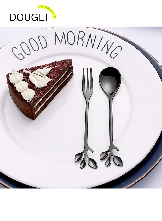 دوغي ملاعق قهوة دوجي ملاعق آيس كريم من الفولاذ المقاوم للصدأ ملاعق صغيرة من أوراق السكر للحلويات حفلات عائلية عبوة من 6 (11.9 سم) - Image 3