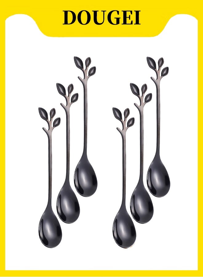 دوغي ملاعق قهوة دوجي ملاعق آيس كريم من الفولاذ المقاوم للصدأ ملاعق صغيرة من أوراق السكر للحلويات حفلات عائلية عبوة من 6 (11.9 سم) - Image 1