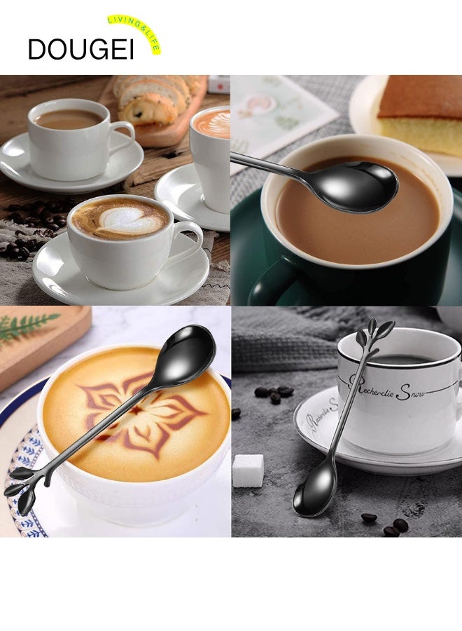 دوغي ملاعق قهوة دوجي ملاعق آيس كريم من الفولاذ المقاوم للصدأ ملاعق صغيرة من أوراق السكر للحلويات حفلات عائلية عبوة من 6 (11.9 سم) - Image 4