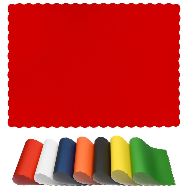 Paper Placemats for Dining Table  Disposable Scalloped Edges Color Table Mats Great for Parties and Christmas Table Decorations 10x14 Red 50 ct