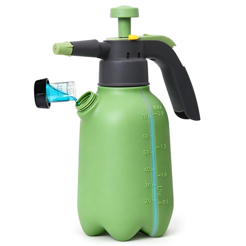 T4U Pump Sprayer 1/2 Gallon, PP Hand Pump Pressure Sprayer for Home Garden Plant Care and Household Cleaning, with Built-in Measuring Cup & Adjustable Nozzle, Suitable for Fertilizers & Common Garden - Image 1