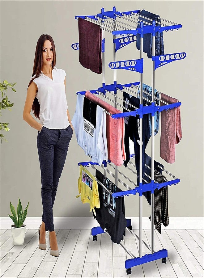 Decor delight حامل تجفيف الملابس Decor delight™ ذو الثلاث طبقات / حامل تجفيف الملابس / حامل تجفيف الملابس القابل للطي / حامل تجفيف الملابس للشرفة (متعدد الألوان) - Image 1