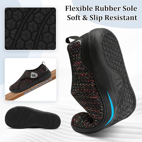 Scurtain Women's Walking Shoes Wide Diabetic Orthopedic Shoe Hospital Recovery Nursing Sneakers Comfortable Bunion Shoe Black Shoes for Mothers Ladies Women Size 10 - Image 4