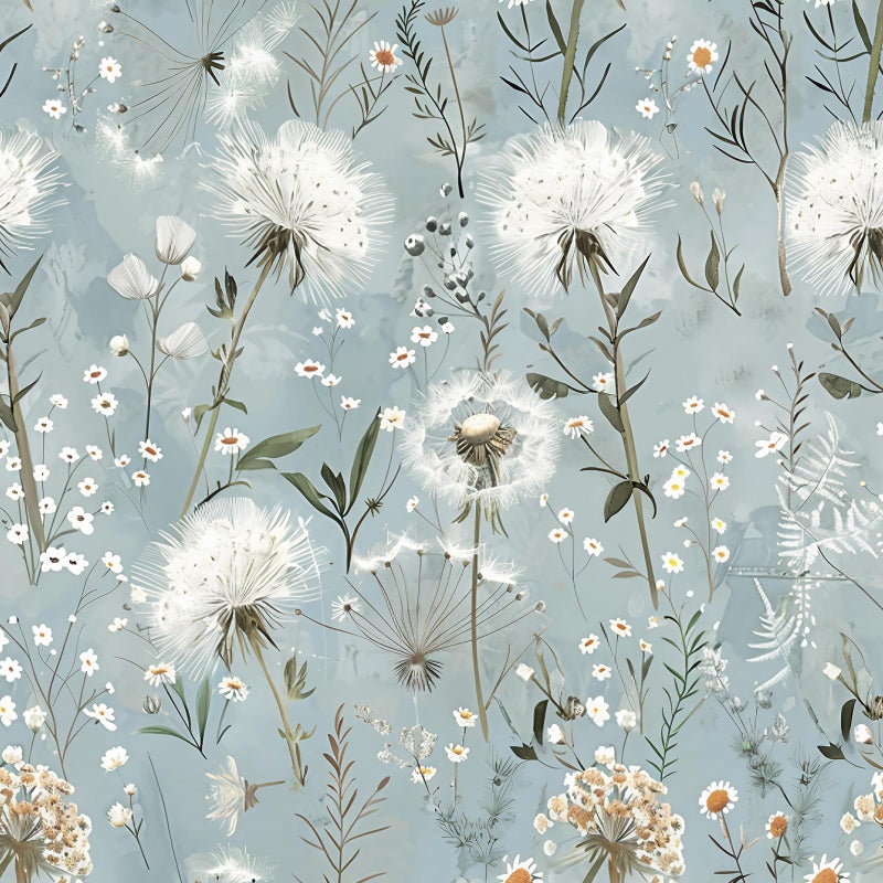 lenify Dandelion Floral Peel and Stick Wallpaper Flower Contact Paper 169inch x 1181inch Vintage Wallpaper Floral Self Adhesive Decorative for Bedroom Blue Flower Removable Wall Paper