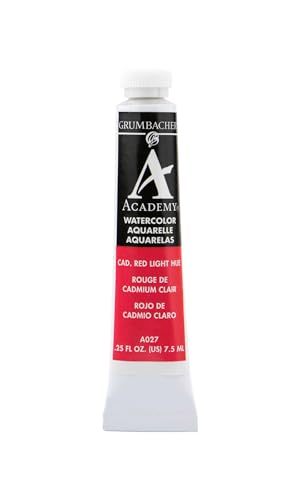 Grumbacher Academy Watercolor Paint, 7.5ml/0.25 Ounce, Cadmium Red Light Hue (A027) - Image 1
