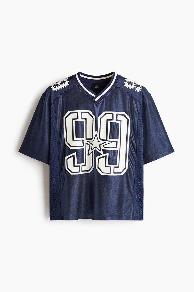 H&M Loose Fit Printed mesh T‑shirt