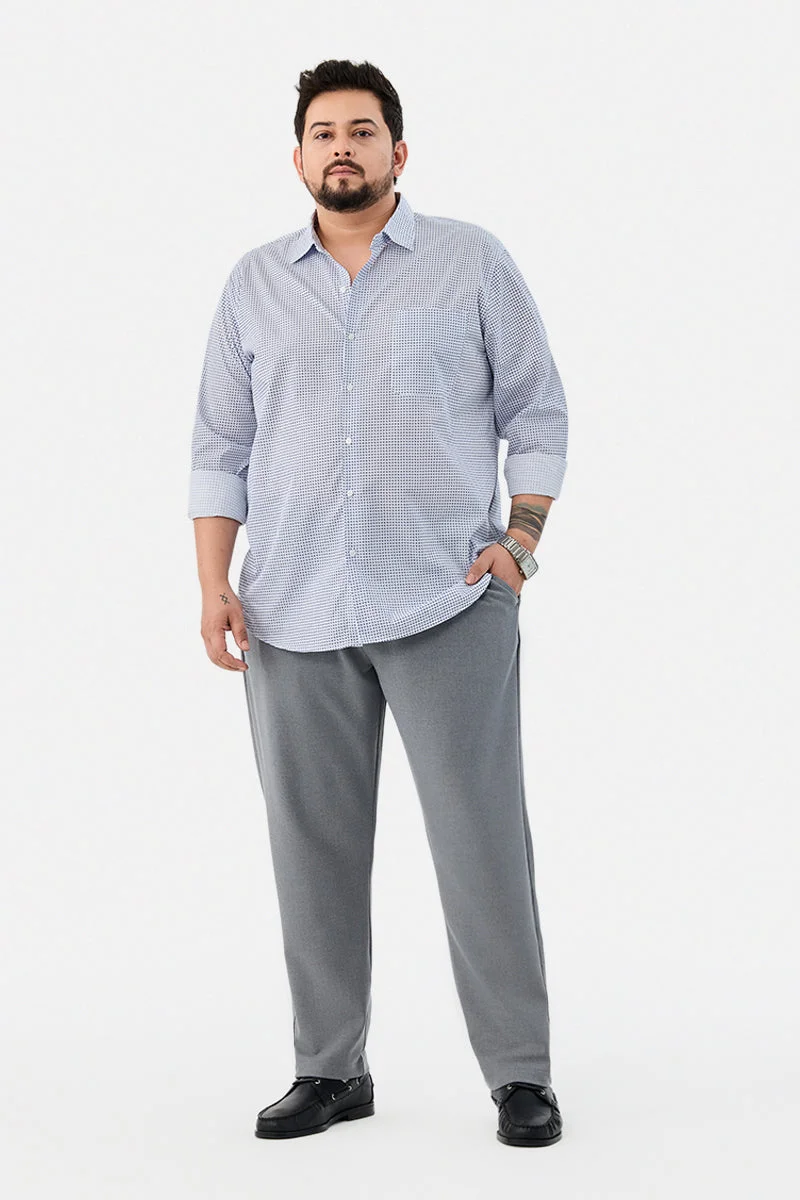 سنيتش Grey Solid Regular Fit Formal Plus Size Trousers