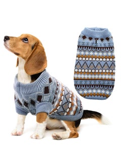 Dog Jumper, Pet Knitted Jumper Warm Winter Vest, Thickening Warm Knit Coat Dog Jumpers for Puppy Small Medium Dogs, Soft Thickening Pet Sweater Warm Cat Dog Apparel, Blue, L