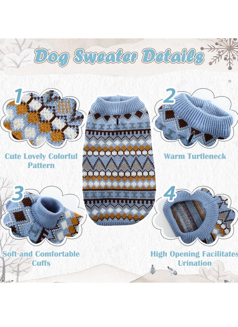 Excefore - Dog Jumper, Pet Knitted Jumper Warm Winter Vest, Thickening Warm Knit Coat Dog Jumpers for Puppy Small Medium Dogs, Soft Thickening Pet Sweater Warm Cat Dog Apparel, Blue, L - Image 1