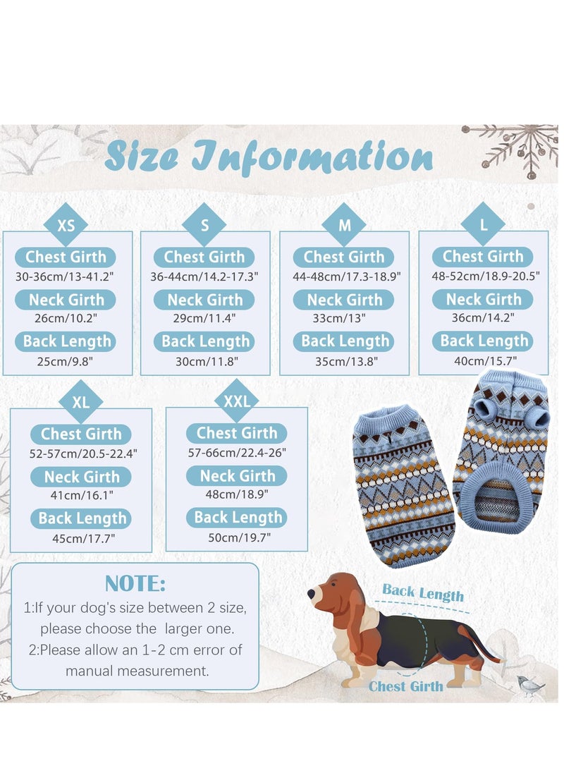 Excefore - Dog Jumper, Pet Knitted Jumper Warm Winter Vest, Thickening Warm Knit Coat Dog Jumpers for Puppy Small Medium Dogs, Soft Thickening Pet Sweater Warm Cat Dog Apparel, Blue, L - Image 1