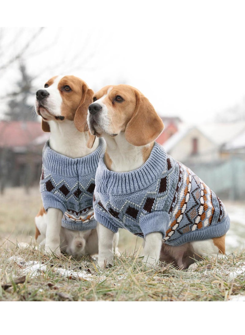 Excefore - Dog Jumper, Pet Knitted Jumper Warm Winter Vest, Thickening Warm Knit Coat Dog Jumpers for Puppy Small Medium Dogs, Soft Thickening Pet Sweater Warm Cat Dog Apparel, Blue, L - Image 1