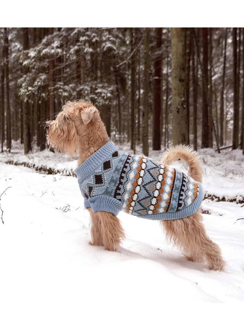 Excefore - Dog Jumper, Pet Knitted Jumper Warm Winter Vest, Thickening Warm Knit Coat Dog Jumpers for Puppy Small Medium Dogs, Soft Thickening Pet Sweater Warm Cat Dog Apparel, Blue, L - Image 1