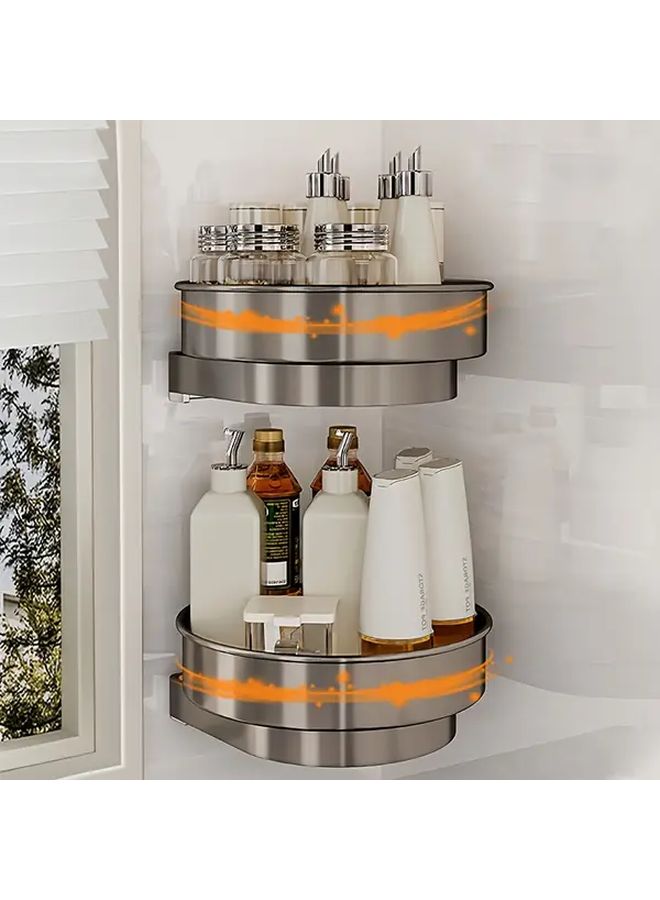 1pc Metal Rotating Wall Mounted Spice Rack Gray Multi Functional Kitchen And Bathroom Storage Organizer With Spinning Design For Efficient Space Management - Image 5