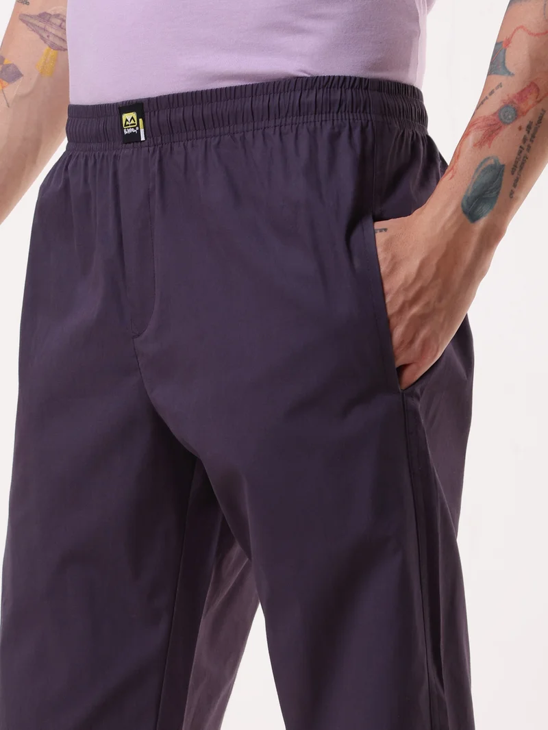 بيونغ بنطلون بيجامة بنفسجي داكن بقصة عادية