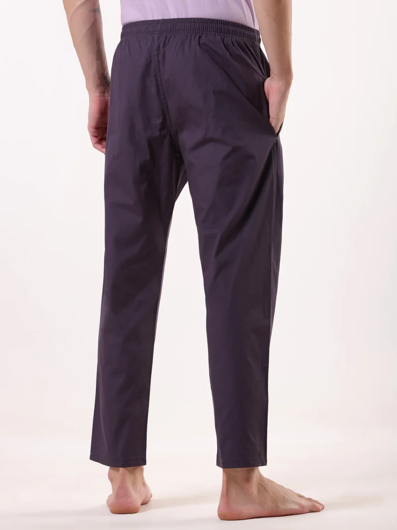 بيونغ بنطلون بيجامة بنفسجي داكن بقصة عادية