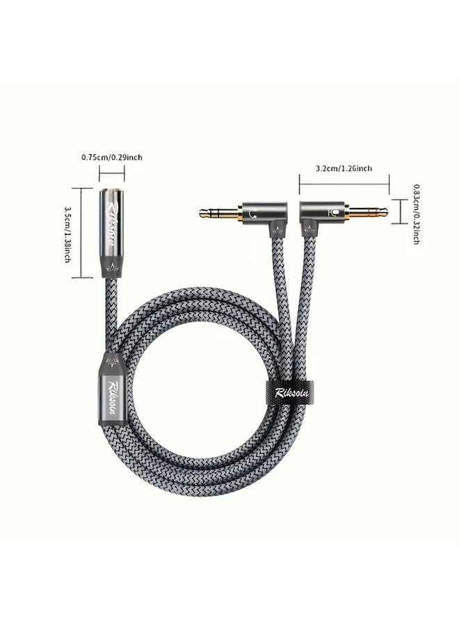 Double 3 5mm Y Splitter Cable 0 6m Braided Male to Female Adapter for Gaming Headphones PC Laptop - Image 3