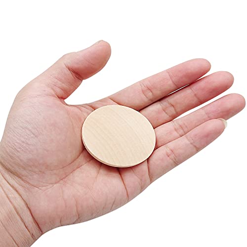 Axe Sickle 2 Inch Natural Wood Slices Unfinished Round Wood Coins for DIY Arts & Crafts Projects, 60 per Pack - Image 2