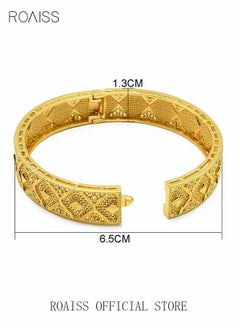 roaiss 24K Gold Plated Totem Textured Bangle Cuff Bracelet Fashion Jewelry Luxury Chic Jewellery Accessory Gift for Women Ladies Wife Mother Wedding Party Golden  - Image 5