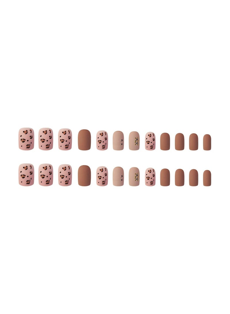Goolsky 24pcs Short Press On Nails Nude Luxury Style Fake Nail Tips for Women  - Image 5