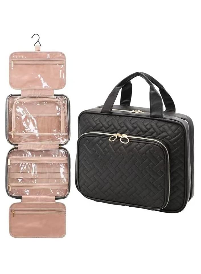 LIMOS Toiletry Bag Travel Bag with Hanging Hook, Portable Makeup Organizer for Full Sized Toiletries. (Black) - Image 1