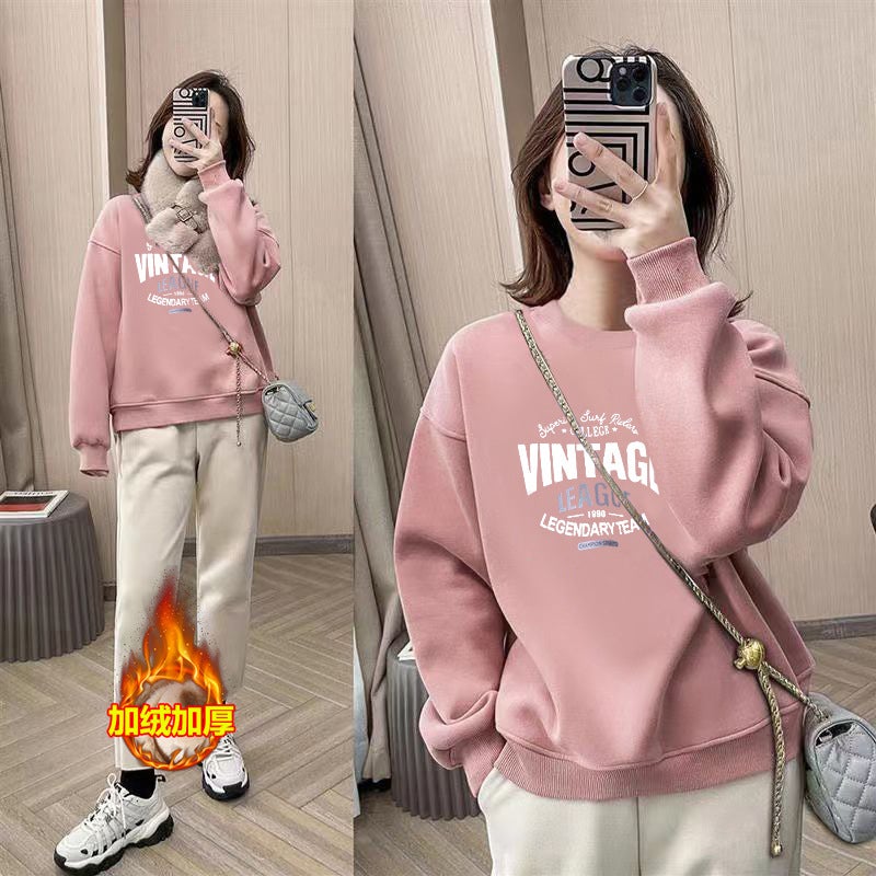 [Baby Velvet] Velvet Thickened 2023 Printed Korean Style Loose Casual Sweater Warm Clothes For Women - Image 2