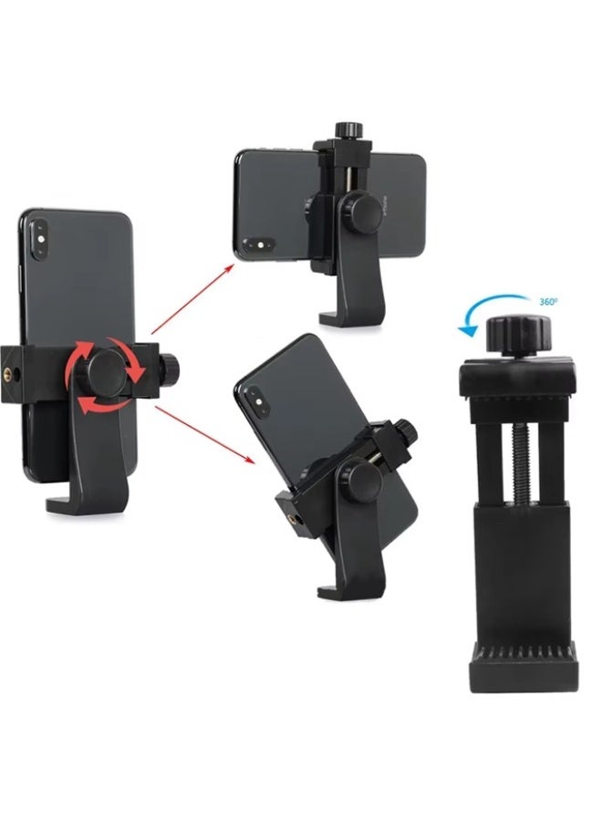 universal smartphone clip holder, used with tripods or other mounts for stable phone positioning for photography, videography, live streaming, or hands-free viewing. - Image 4