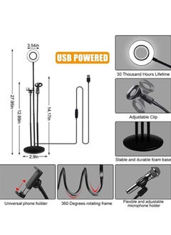 Generic 3 in 1 Professional Live Broadcasting Kit with Mini USB Ring Mic Stand and Mobile Phone Webcam Stand Premium Stand for Makeup Video Shooting, Live Video Calling and More  - Image 2