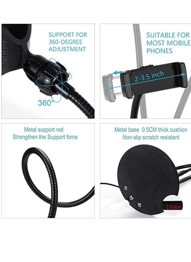 Generic 3 in 1 Professional Live Broadcasting Kit with Mini USB Ring Mic Stand and Mobile Phone Webcam Stand Premium Stand for Makeup Video Shooting, Live Video Calling and More  - Image 3