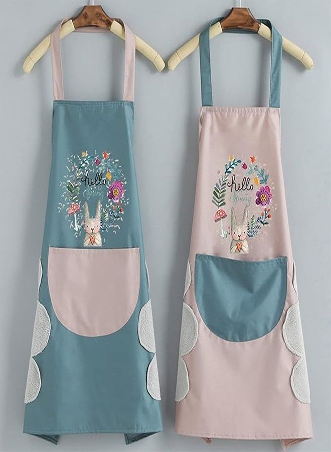 MBKOH 1 Pcs Women Kitchen Apron with Hand Wipe Pockts, Big Pocket,Hand-wiping, Waterproof for Cooking Baking,Center Pocket Hand Towel Women and Men (1 Pcs) - Image 5