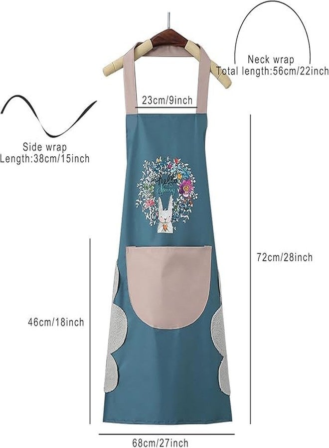 MBKOH 1 Pcs Women Kitchen Apron with Hand Wipe Pockts, Big Pocket,Hand-wiping, Waterproof for Cooking Baking,Center Pocket Hand Towel Women and Men (1 Pcs) - Image 2