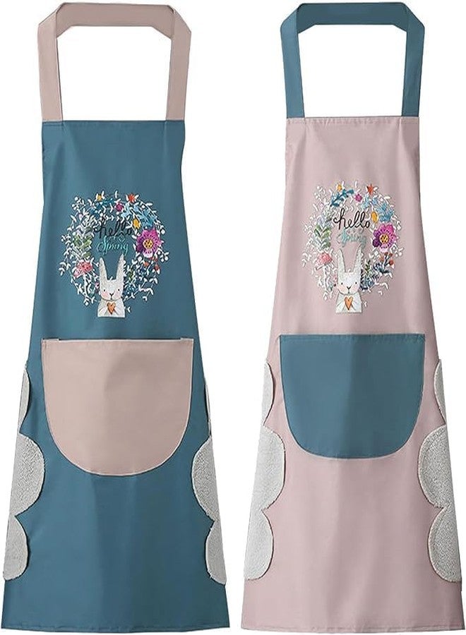 MBKOH 1 Pcs Women Kitchen Apron with Hand Wipe Pockts, Big Pocket,Hand-wiping, Waterproof for Cooking Baking,Center Pocket Hand Towel Women and Men (1 Pcs) - Image 1