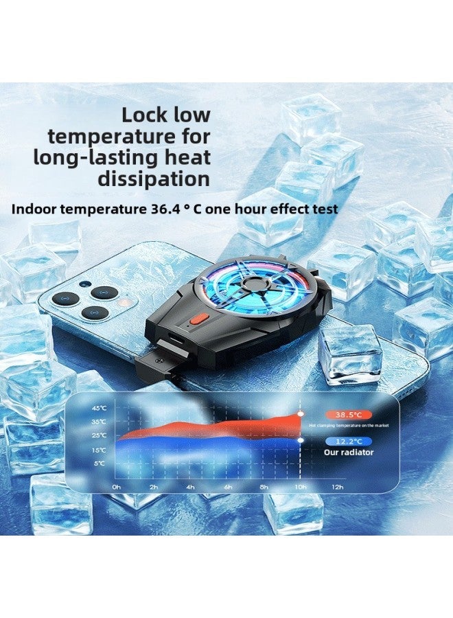 Mobile Phone Turbo Radiator Buckle Back Clip Type Wireless Charging Cooler E-sports Game Three-gear Adjustable Cooler-Color:【rechargeable Model - Black】 √ Universal For All Phones Hurricane Heat Dissipation Three Levels Of Adjustment Silent And Low Noise Cool Blue Light - Image 5