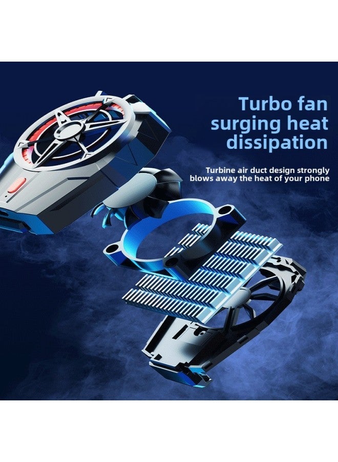 Mobile Phone Turbo Radiator Buckle Back Clip Type Wireless Charging Cooler E-sports Game Three-gear Adjustable Cooler-Color:【rechargeable Model - Black】 √ Universal For All Phones Hurricane Heat Dissipation Three Levels Of Adjustment Silent And Low Noise Cool Blue Light - Image 3
