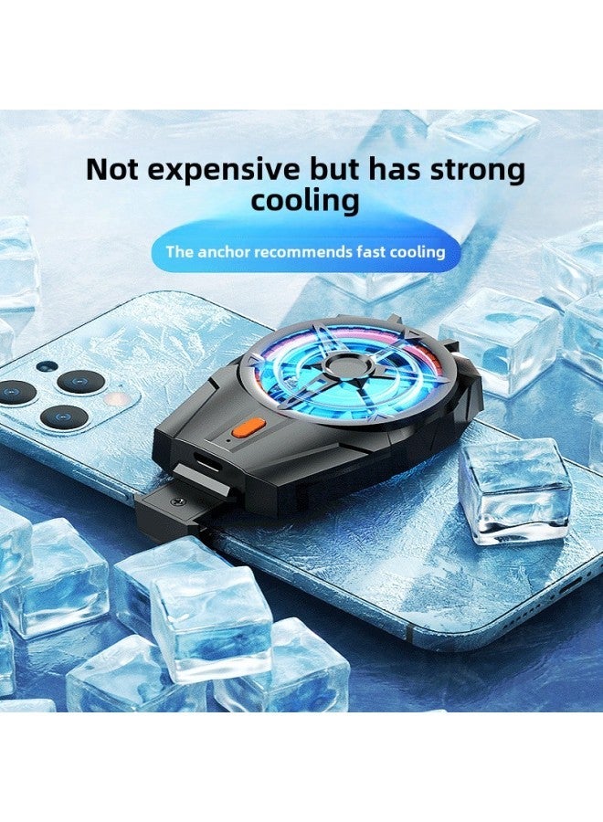 Mobile Phone Turbo Radiator Buckle Back Clip Type Wireless Charging Cooler E-sports Game Three-gear Adjustable Cooler-Color:【rechargeable Model - Black】 √ Universal For All Phones Hurricane Heat Dissipation Three Levels Of Adjustment Silent And Low Noise Cool Blue Light - Image 2