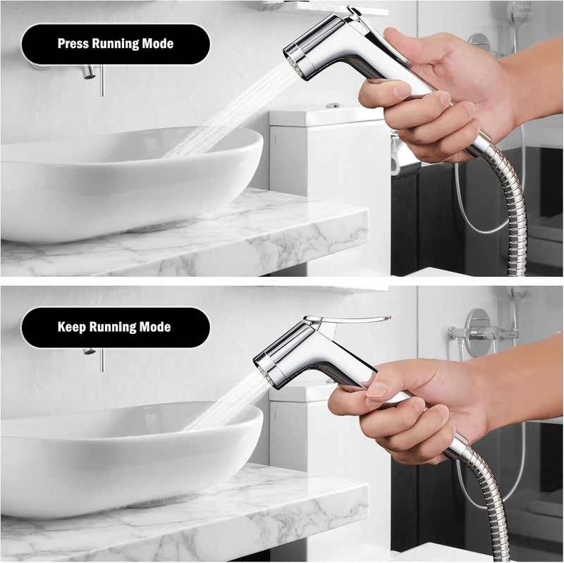 Jomoo Shattaf Set, Bidet Sprayer for Toilet with 47inches Stainless Steel Bidet Hose, Wall Mounted Handheld Bathroom Spray for Personal Hygiene, Chrome - Image 2