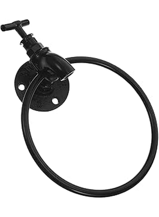 Black Iron Wall Mounted Towel Ring For Bathroom Kitchen Hand Towel Holder - Image 1