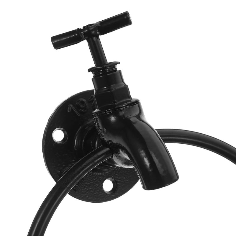Black Iron Wall Mounted Towel Ring For Bathroom Kitchen Hand Towel Holder - Image 4