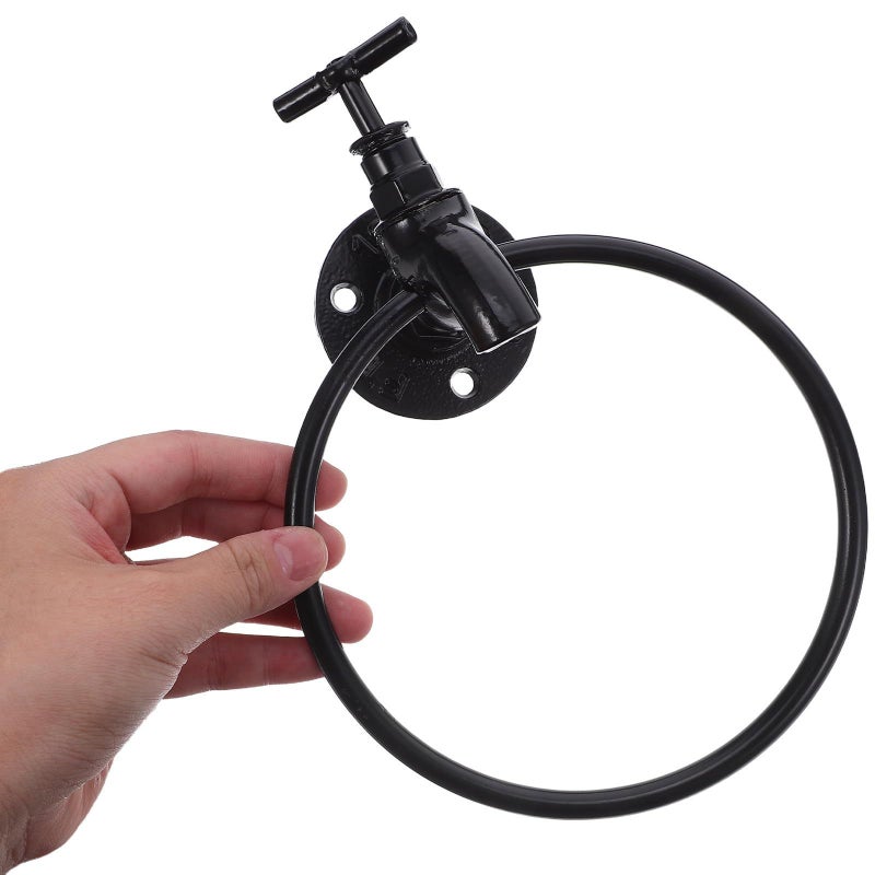 Black Iron Wall Mounted Towel Ring For Bathroom Kitchen Hand Towel Holder - Image 5
